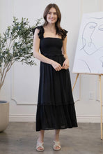 Load image into Gallery viewer, Black Flutter Midi Dress
