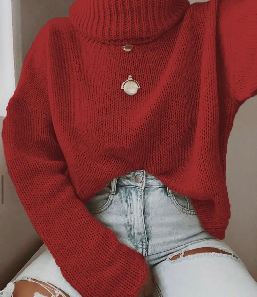 Red Sweater with Back Cut Out Detail SKUNNHRS
