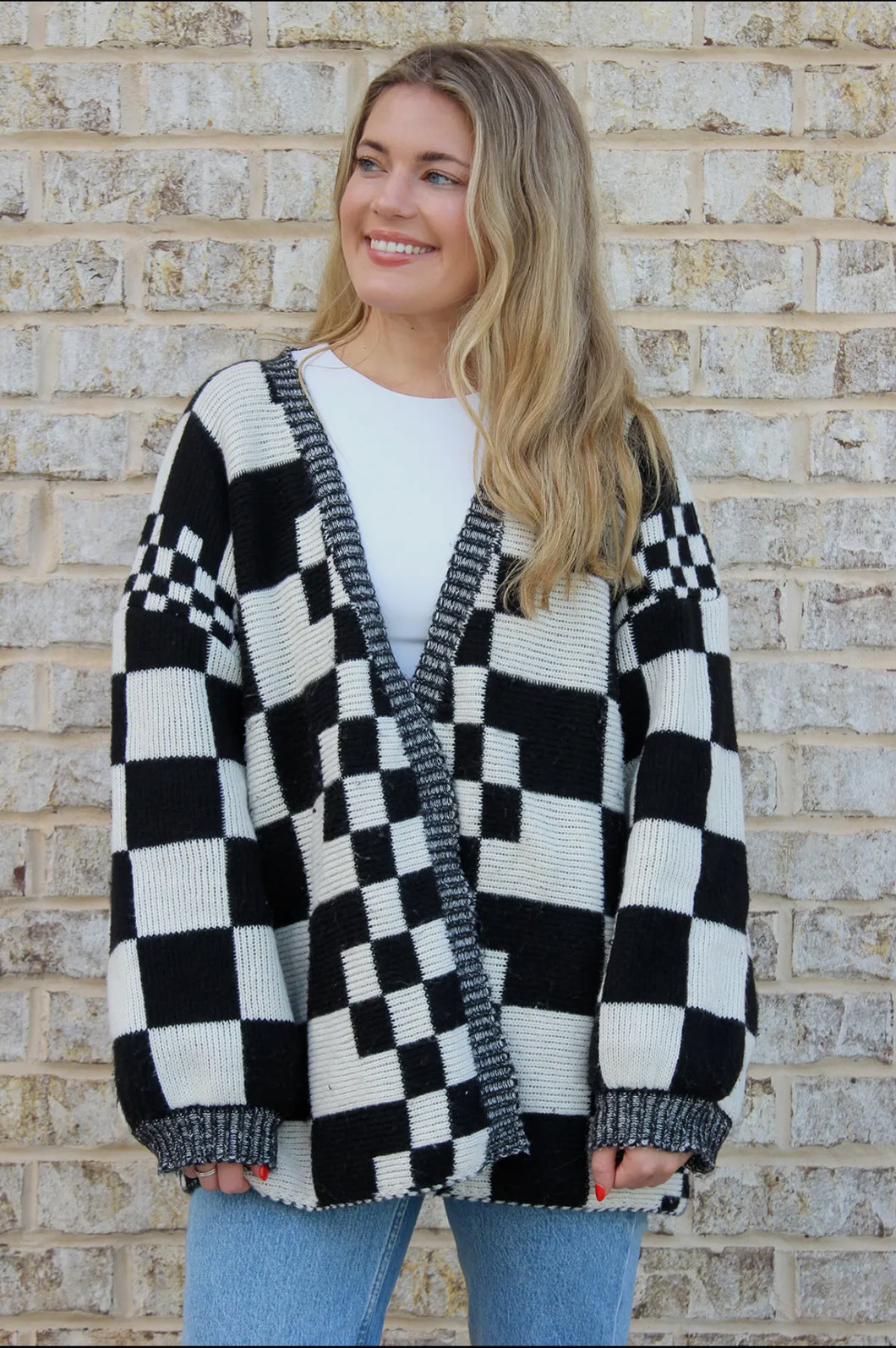 Checkered cardigan