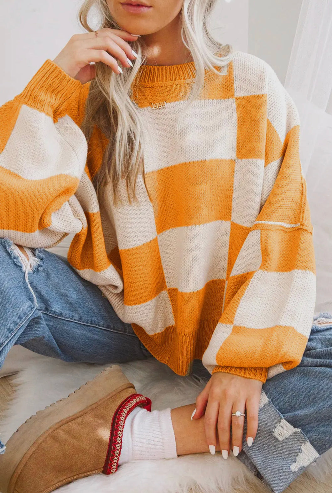 Orange checkered sweater SKUPBS