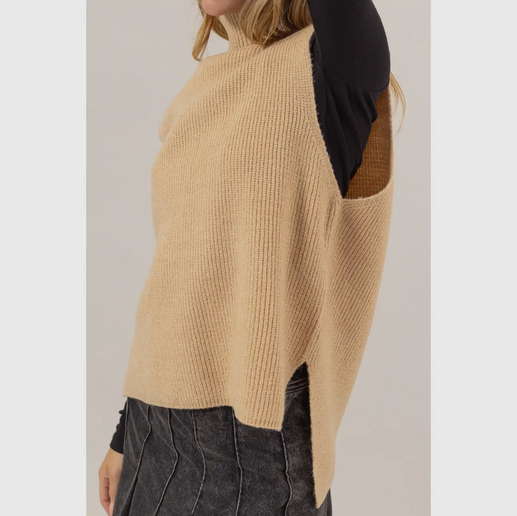 Taupe Turtleneck Sweater