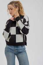 Load image into Gallery viewer, Checkered Mock Neck Knit Sweater
