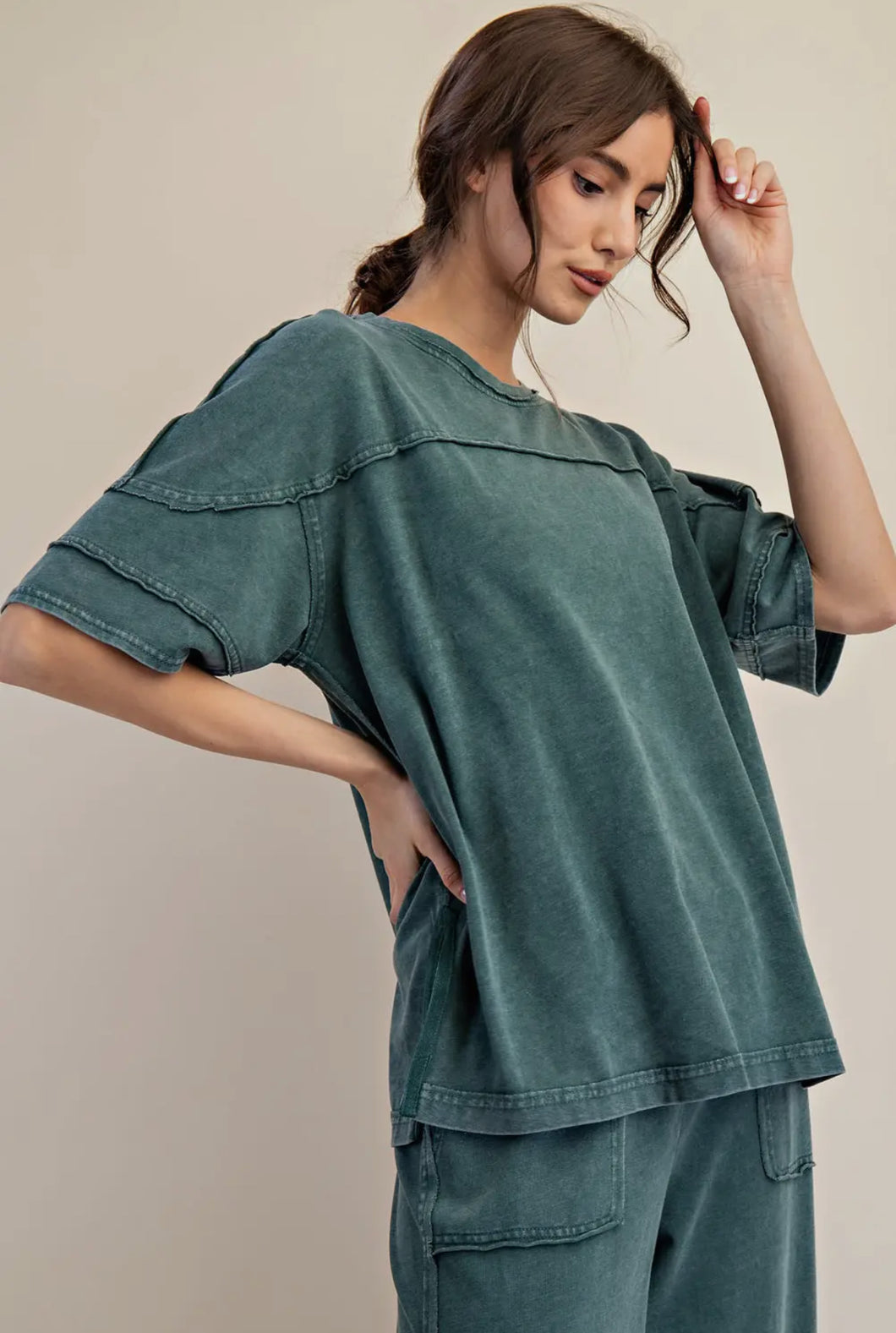 Hunter Green Cotton Poly Top