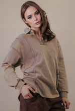 Load image into Gallery viewer, Mocha Mineral Washed Oversized French Terry Top
