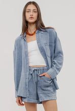 Load image into Gallery viewer, Blue acid wash button down top
