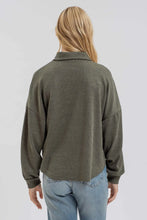 Load image into Gallery viewer, Olive Raw Edge Knit Top
