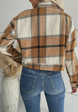 Load image into Gallery viewer, Khaki cropped plaid shacket
