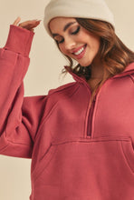 Load image into Gallery viewer, Berry Funnel Neck Half Zip
