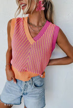 Load image into Gallery viewer, Chevron Block Sleeveless Sweater Top
