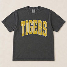 Load image into Gallery viewer, Bold Varsity Polka Dot Font DTF Top: Pepper CC tee: Tigers black &amp; gold
