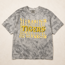Load image into Gallery viewer, Marceline Tigers Checkered Wave DTF Graphic Tee: Smoke
