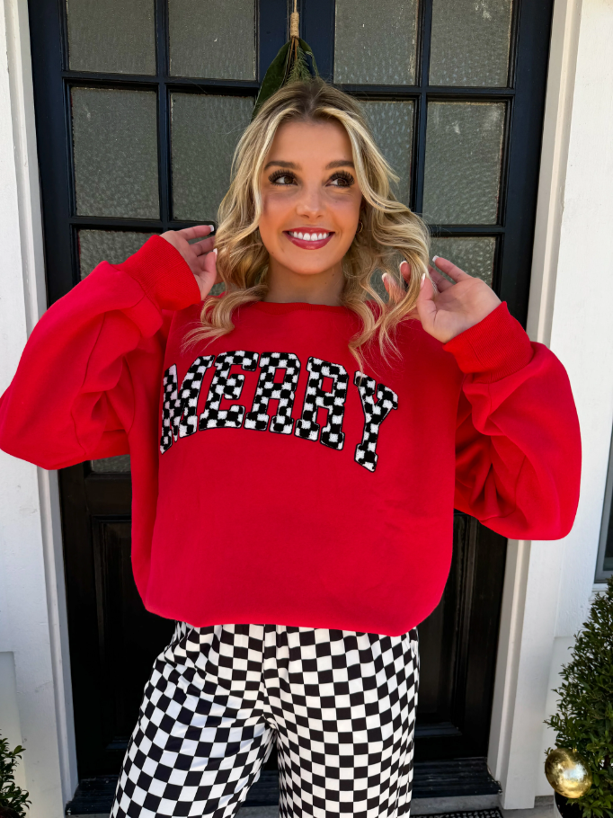 Checkered Merry Crewneck