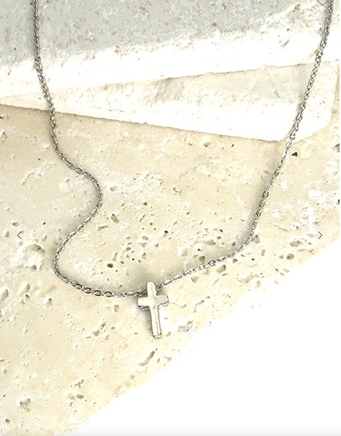 Silver mini cross necklace SKUWTWSC