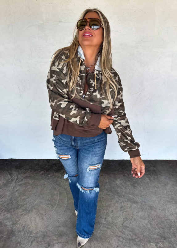 Green Camo Quarter Zip