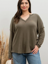 Load image into Gallery viewer, Plus Size Dark Olive Raw Hem So Soft Top SKUPSBPDO
