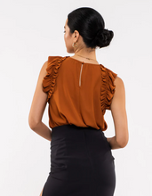 Load image into Gallery viewer, Rust Ruffled Sleeveless Top SKUBPRR
