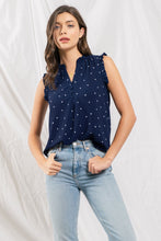 Load image into Gallery viewer, SPECKLED SLEEVELESS WOVEN TOP - NAVY SKUBPSN
