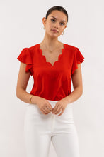 Load image into Gallery viewer, PLUS DOUBLE RUFFLE SLEEVE RED TOP SKUBPPRT
