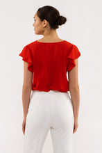 Load image into Gallery viewer, PLUS DOUBLE RUFFLE SLEEVE RED TOP SKUBPPRT
