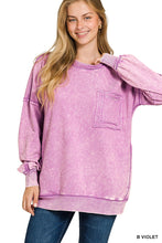 Load image into Gallery viewer, Violet Terry Acid Was Front Pocket Pullover
