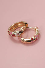 Load image into Gallery viewer, COLORFUL ENAMEL FLOWER HUGGIE HOOP EARRINGS | 40E359: Pink
