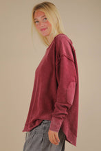 Load image into Gallery viewer, Mineral Washed Elbow Patch Contrast Knit Top: MOCHA
