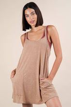 Load image into Gallery viewer, ND31251-Mineral Washed Knit Mini Dress with Shorts Inside : BLACK / S-M-L/2-2-2

