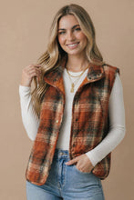 Load image into Gallery viewer, Plaid Quilted Snap Button Puffer Vest: RUST
