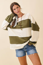 Load image into Gallery viewer, Contrast Panel Long Sleeve Slouchy Top: Pineapple Navy / Contemporary
