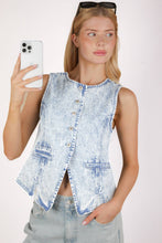 Load image into Gallery viewer, Acid Washed Denim Causal Vest: INDIGO
