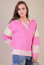 Load image into Gallery viewer, Color Block Solid &amp; Stripe Casual Knit Top: SAGE
