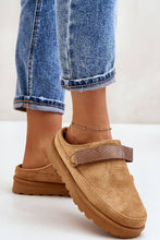 Load image into Gallery viewer, WOMENS FAUX SUEDE STRAPPY CLOGS SLIP ON MULES SLIPPERS: Khaki
