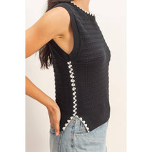 Load image into Gallery viewer, Eyelet Sleeveless Knit Top: CREAM
