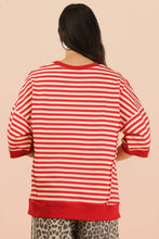 Load image into Gallery viewer, NT12481-Oversized Stripe Casual Knit Top: BLACK/CREAM / S-M-L/2-2-2
