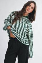 Load image into Gallery viewer, Oversized Stripe Long Sleeve Top: Chocolate / Contemporary
