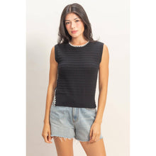 Load image into Gallery viewer, Eyelet Sleeveless Knit Top: CREAM
