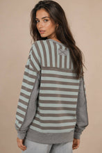 Load image into Gallery viewer, NT12310-Oversized Striped Half Button Down Casual Knit Top: YELLOW/BLUE / S-M-L/2-2-2
