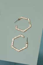 Load image into Gallery viewer, HAMMERED HEXAHON HOOP EARRINGS | Gold
