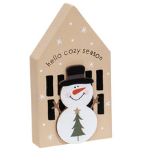 Load image into Gallery viewer, Chunky Wooden Snowman House Sitter, 1 snowman house sitter
