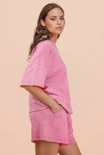 Load image into Gallery viewer, Mineral Washed Knit Casual Top: PINK
