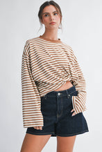 Load image into Gallery viewer, Oversized Stripe Long Sleeve Top: Chocolate / Contemporary

