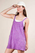Load image into Gallery viewer, ND31251-Mineral Washed Knit Mini Dress with Shorts Inside : BLACK / S-M-L/2-2-2
