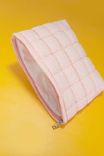 Load image into Gallery viewer, QUILTED PUFFY COSMETIC MAKEUP POUCH CLUTCH BAG | Tan
