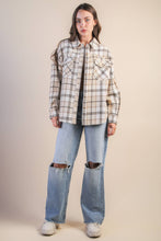 Load image into Gallery viewer, Oversized Checkered Casual Shacket Jacket: OLIVE MIX
