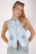 Load image into Gallery viewer, Acid Washed Denim Causal Vest: INDIGO
