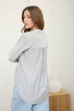 Load image into Gallery viewer, STRIPE COLLARED BUTTON DOWN LIGHTWEIGHT SHIRT: PEACH
