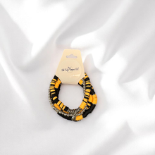 Load image into Gallery viewer, Black and Gold Game Day Bracelet Stack: Football
