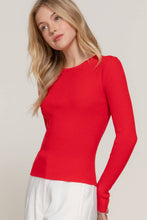 Load image into Gallery viewer, Long Sleeve Crew Neck Viscose Rib Sweater: GRN-hunter green
