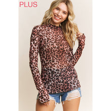 Load image into Gallery viewer, PLUS CHIC ANIMAL PRINT MESH HIGH NECK DESIGN LONG SLEEVE FIT: Brown Multi
