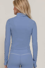 Load image into Gallery viewer, Long Sleeve Piping Detail Active Wear Jacket: GRN-jade green/off white / L
